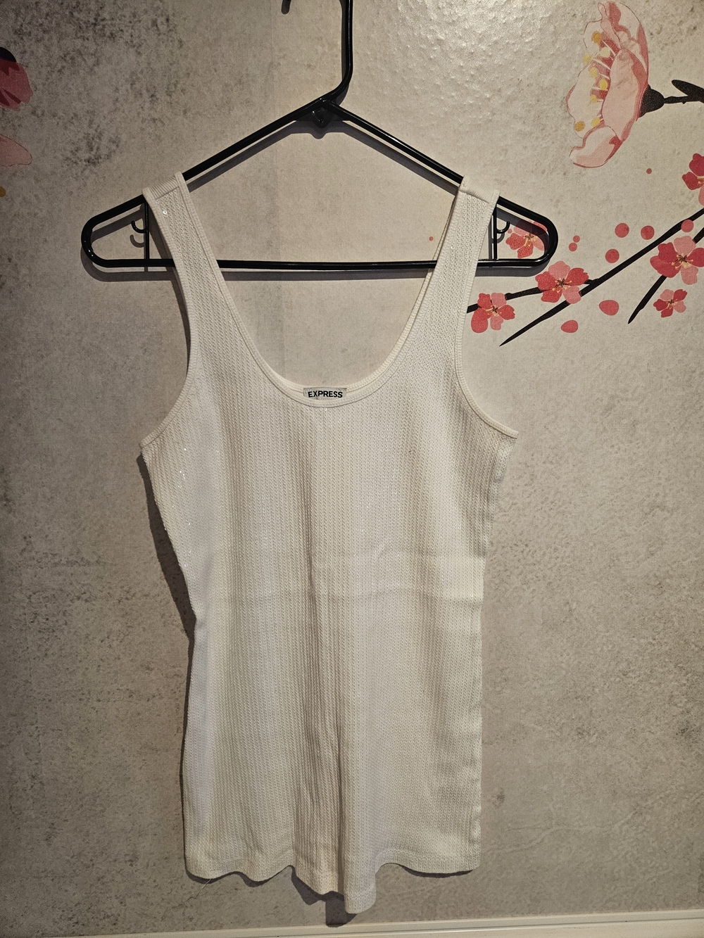 Express Women's White Ribbed Tank Top